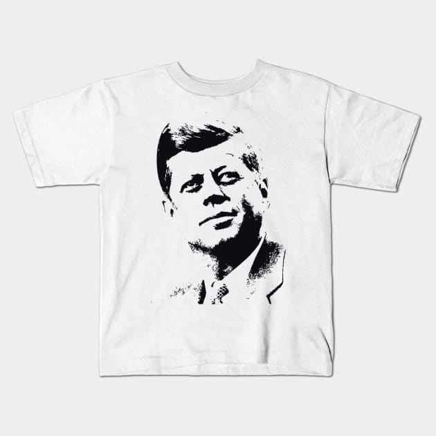 John F. Kennedy Portrait 35th US President Kids T-Shirt by Emma